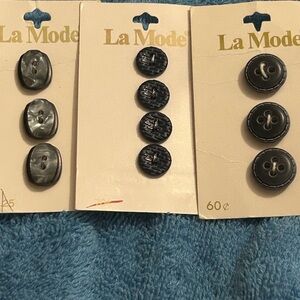 Vintage La Mode Buttons (10) black/ grey design.